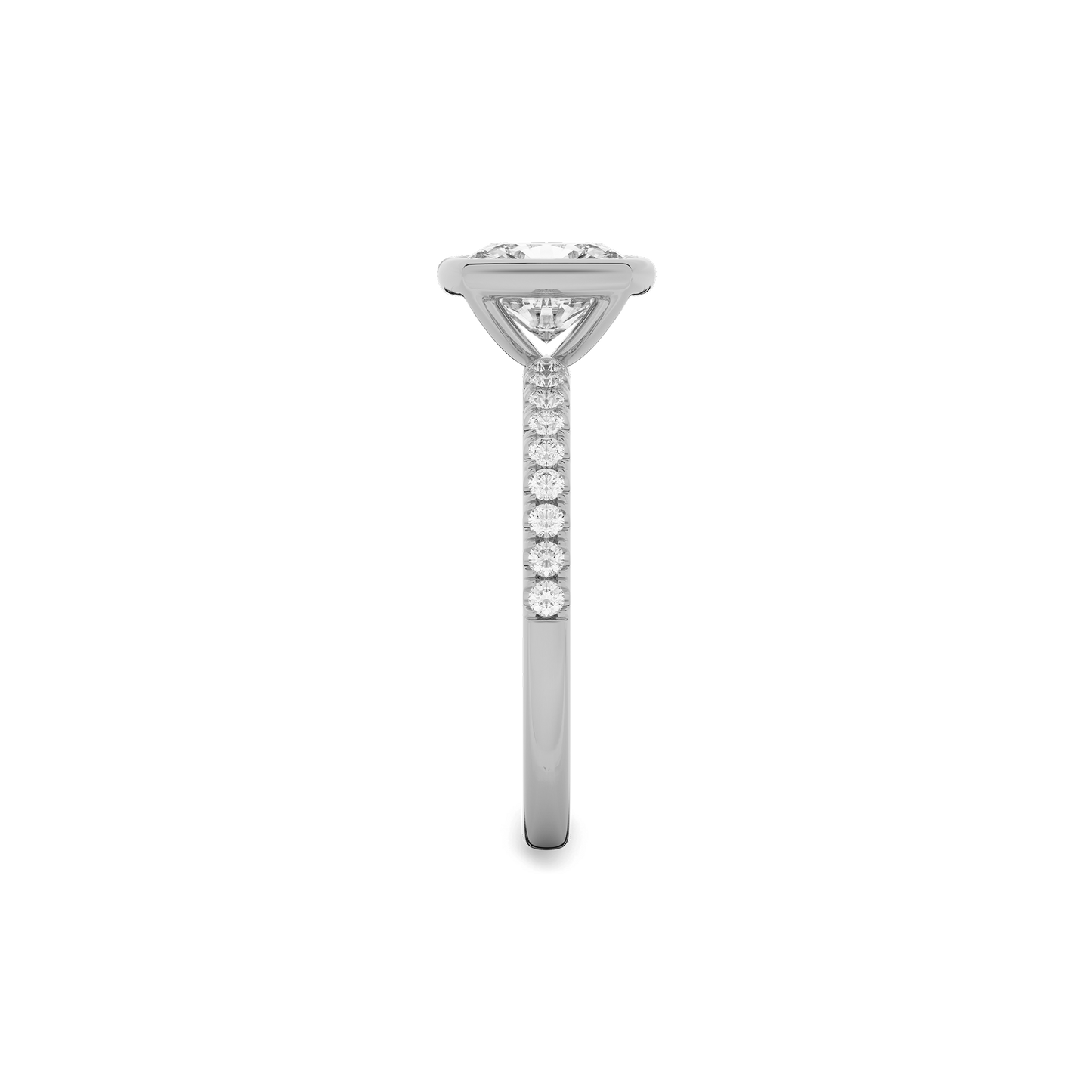 Luxe Cushion Bezel Set Diamond Ring in White Gold