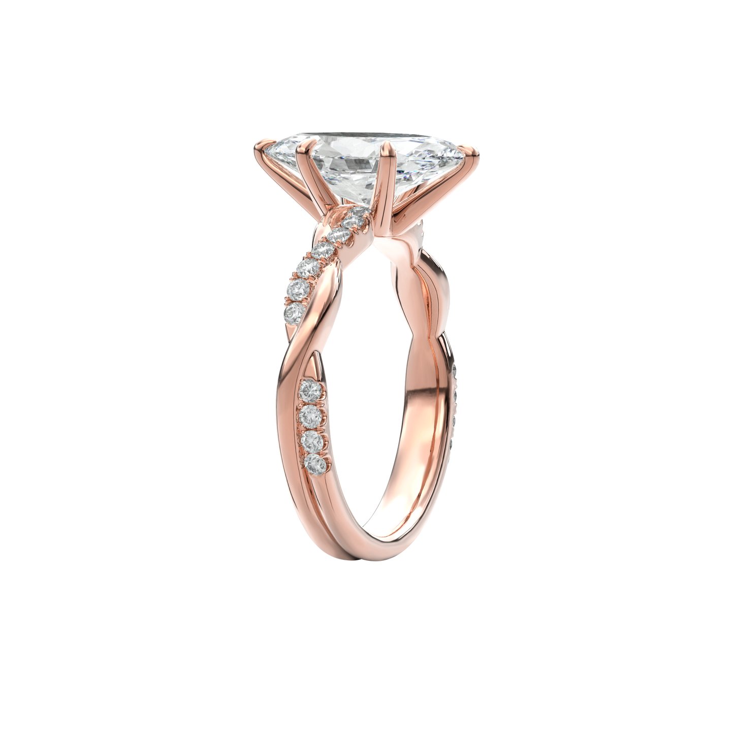Rhea Twisted Pave Engagement Ring Marquise•Rose Gold