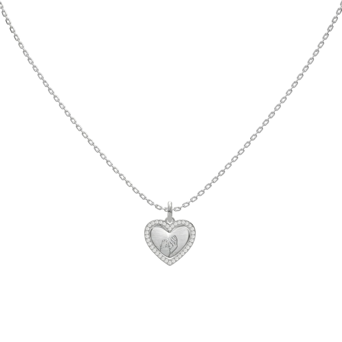 Rhodium Plated Heart MemoraCarve Necklace SN028