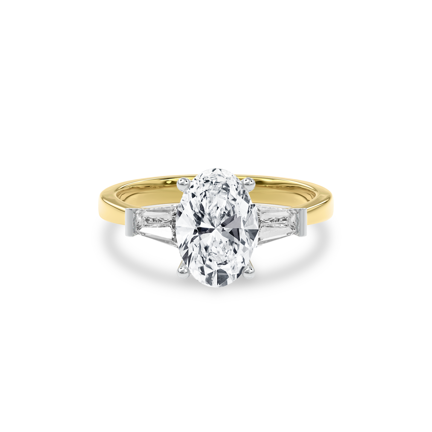 Daphnis Three Stones Engagement Ring Oval•Yellow Gold