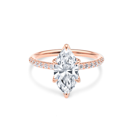 Dia Solitaire Pave Engagement Ring Marquise•Rose Gold