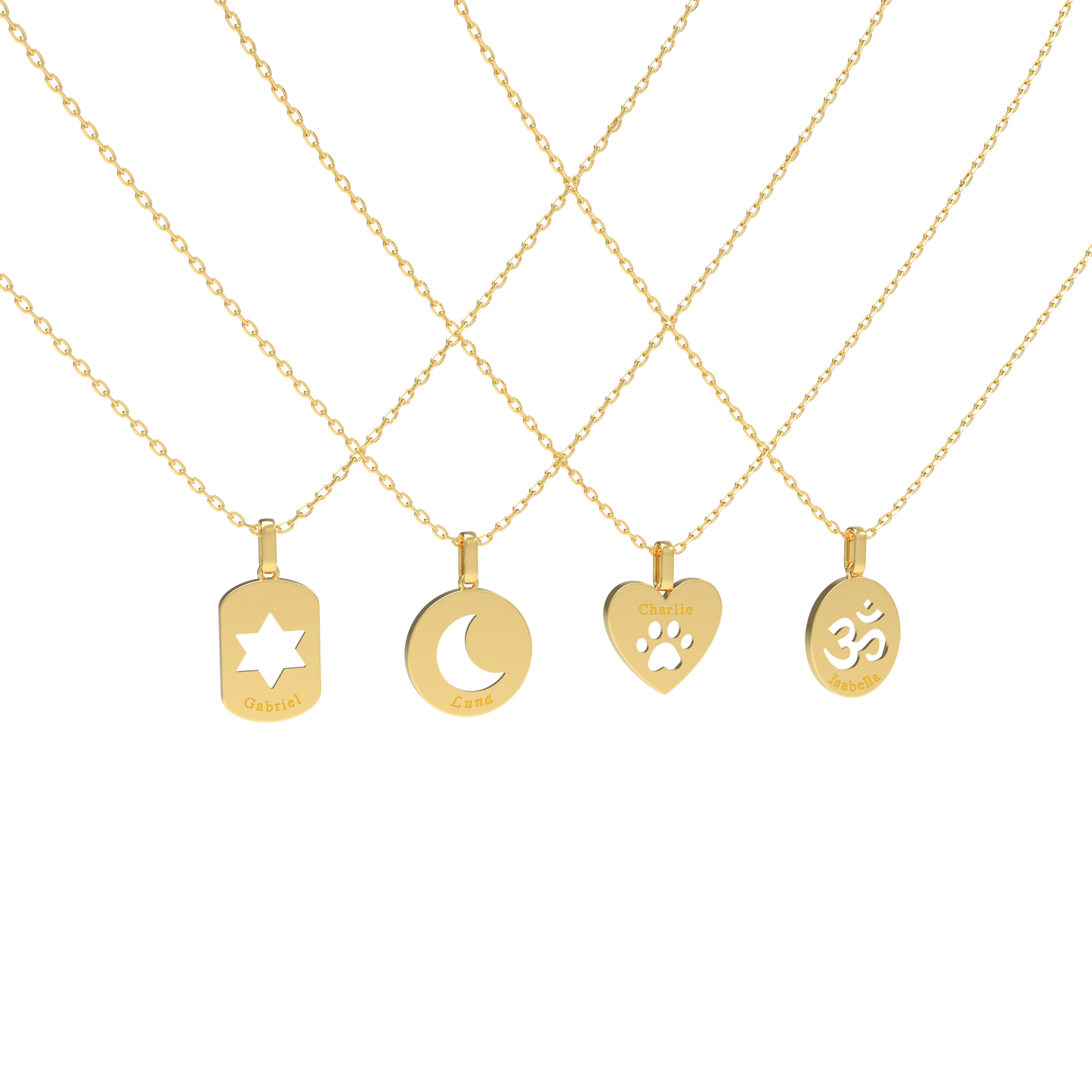 Yellow Gold Heart Tag Pendant KN001A