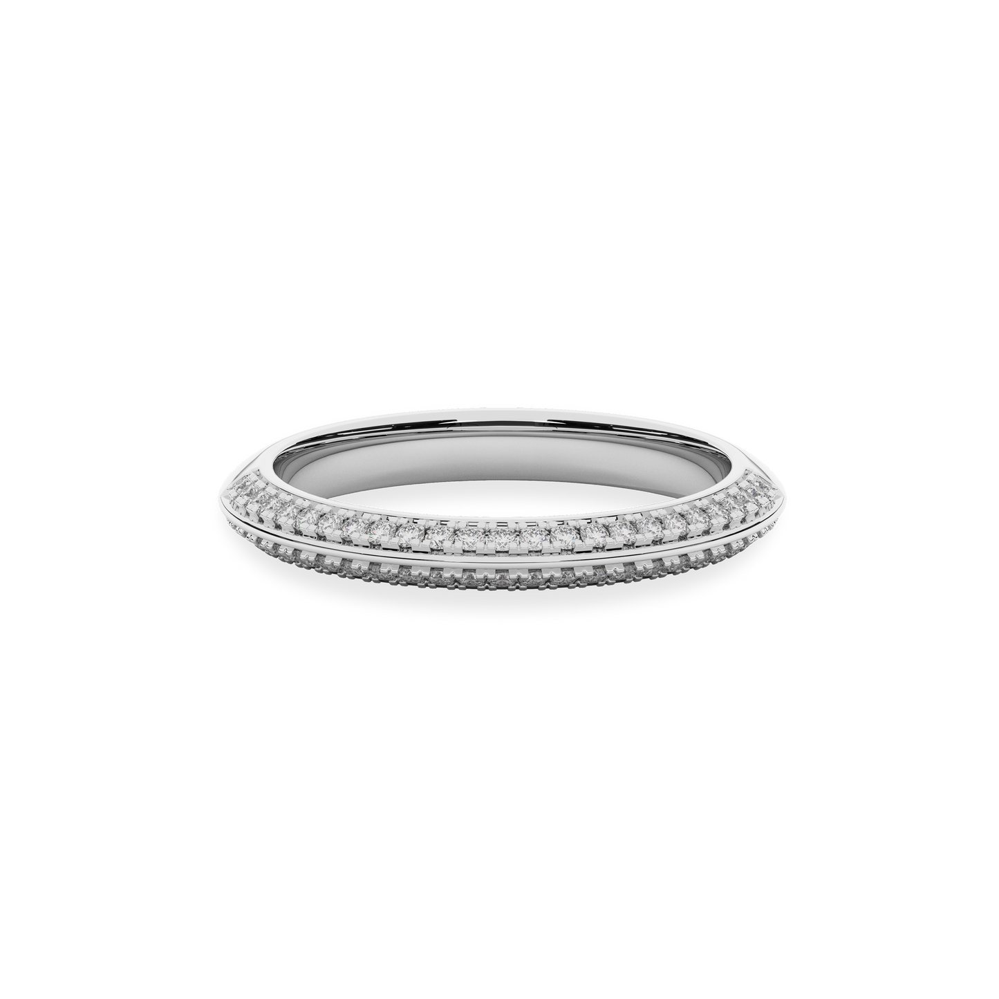 14K White Gold Classic Stone-set  Wedding Band