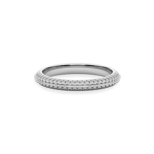14K White Gold Classic Stone-set  Wedding Band