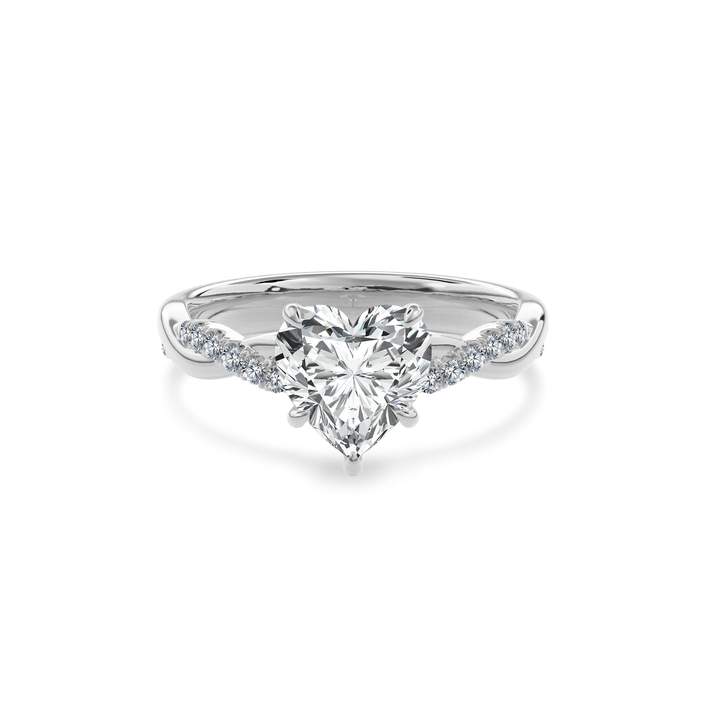 Rhea Twisted Pave Engagement Ring Heart•White Gold