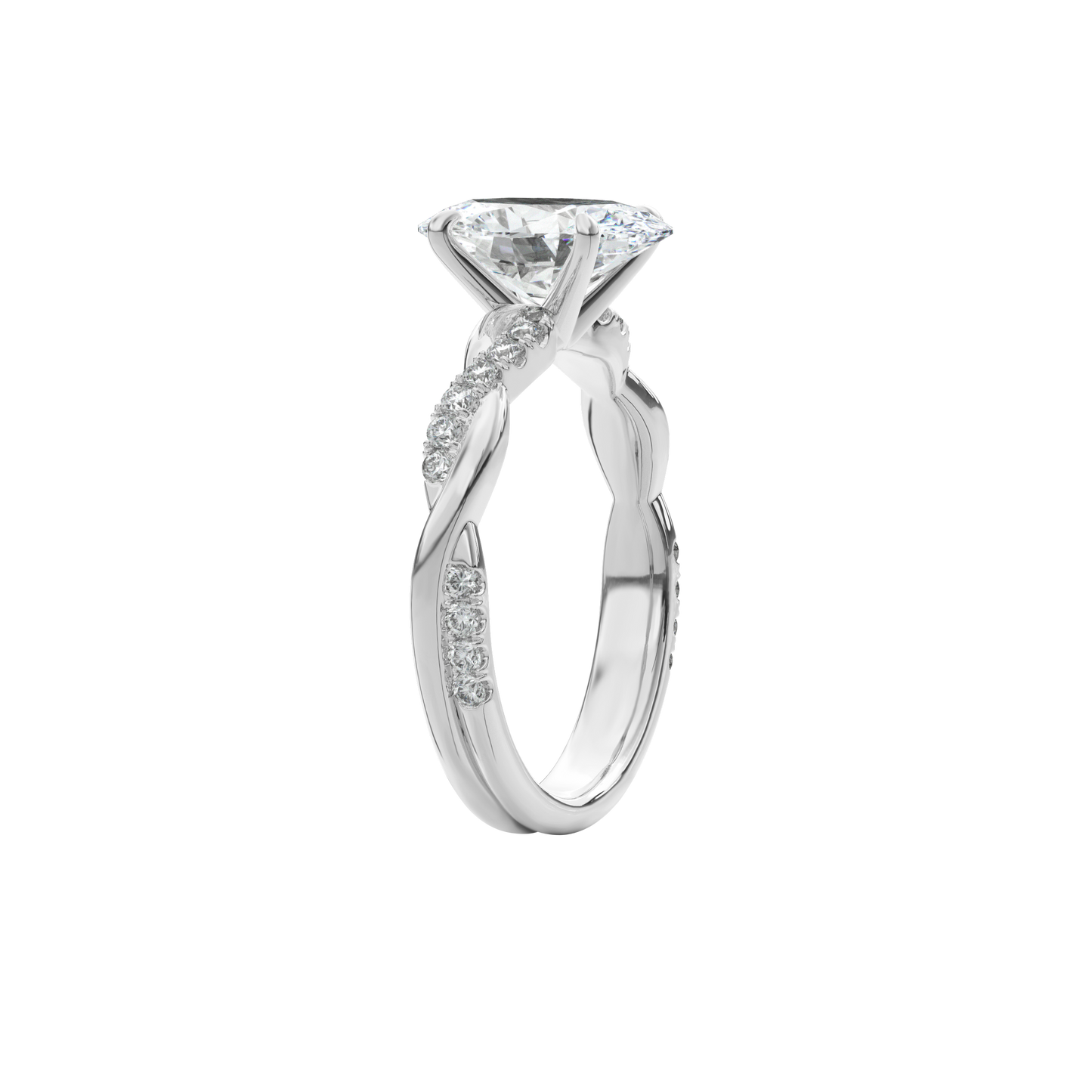 Rhea Twisted Pave Engagement Ring Oval•White Gold