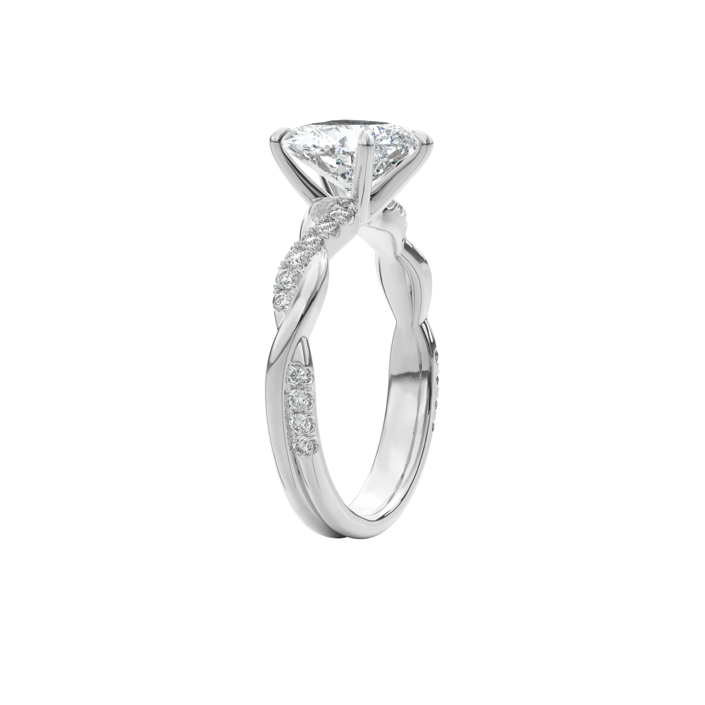 Rhea Twisted Pave Engagement Ring Heart•White Gold