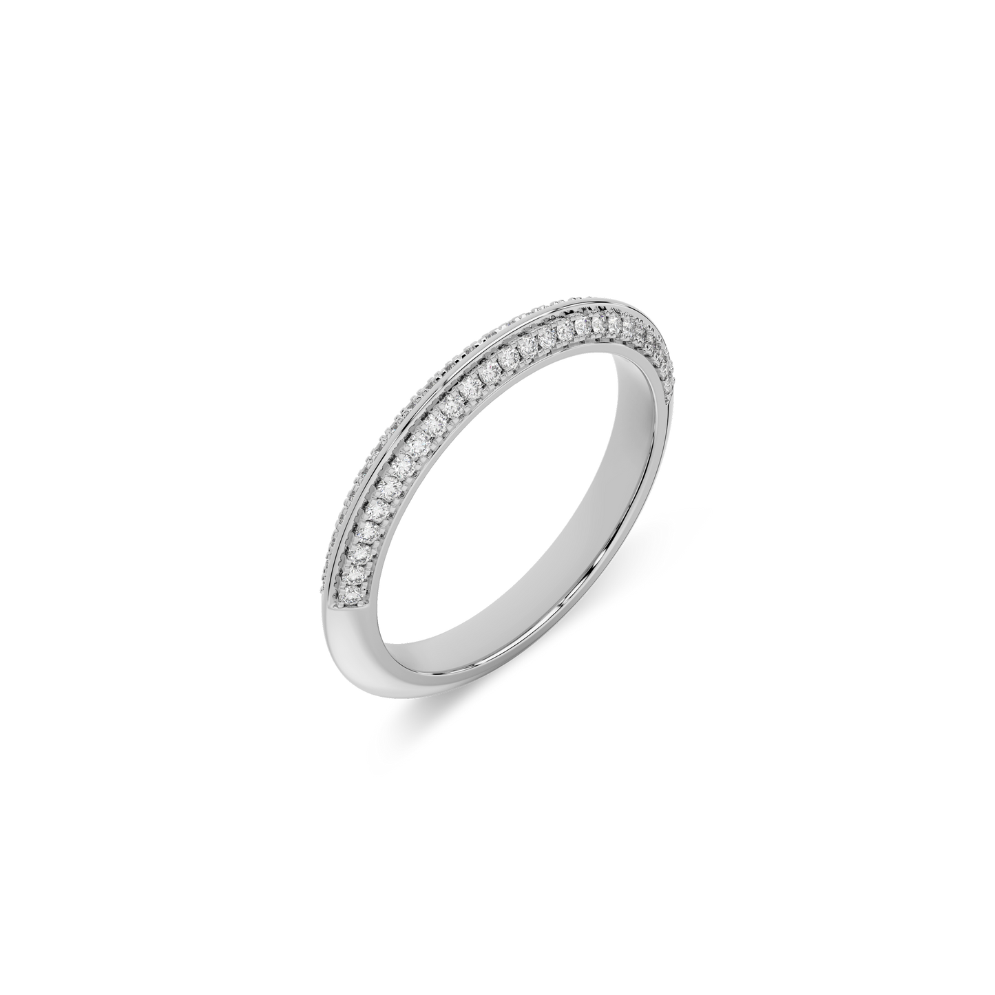 14K White Gold Classic Stone-set  Wedding Band