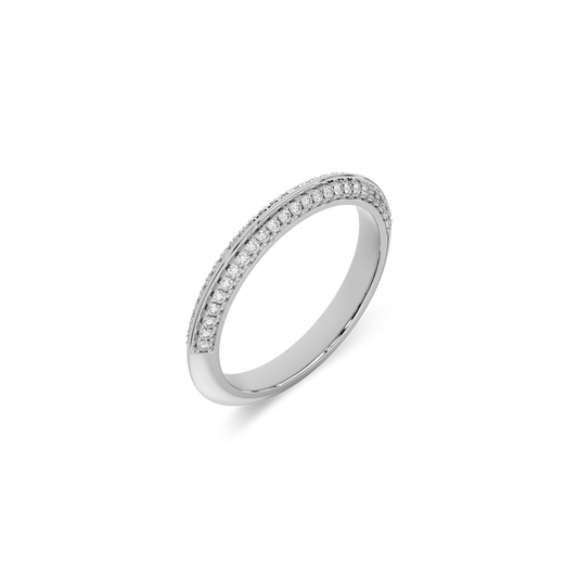 14K White Gold Classic Stone-set  Wedding Band