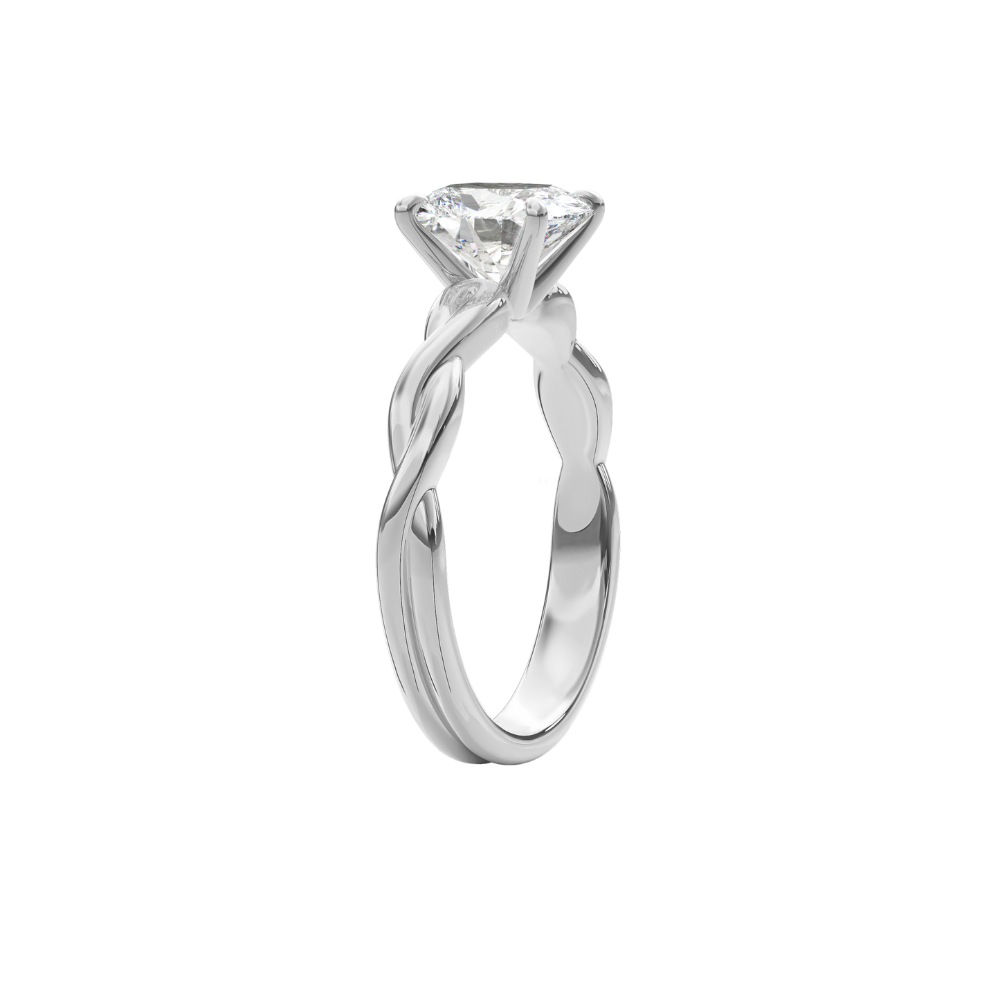 Rhea Twisted Engagement Ring Cushion•White Gold