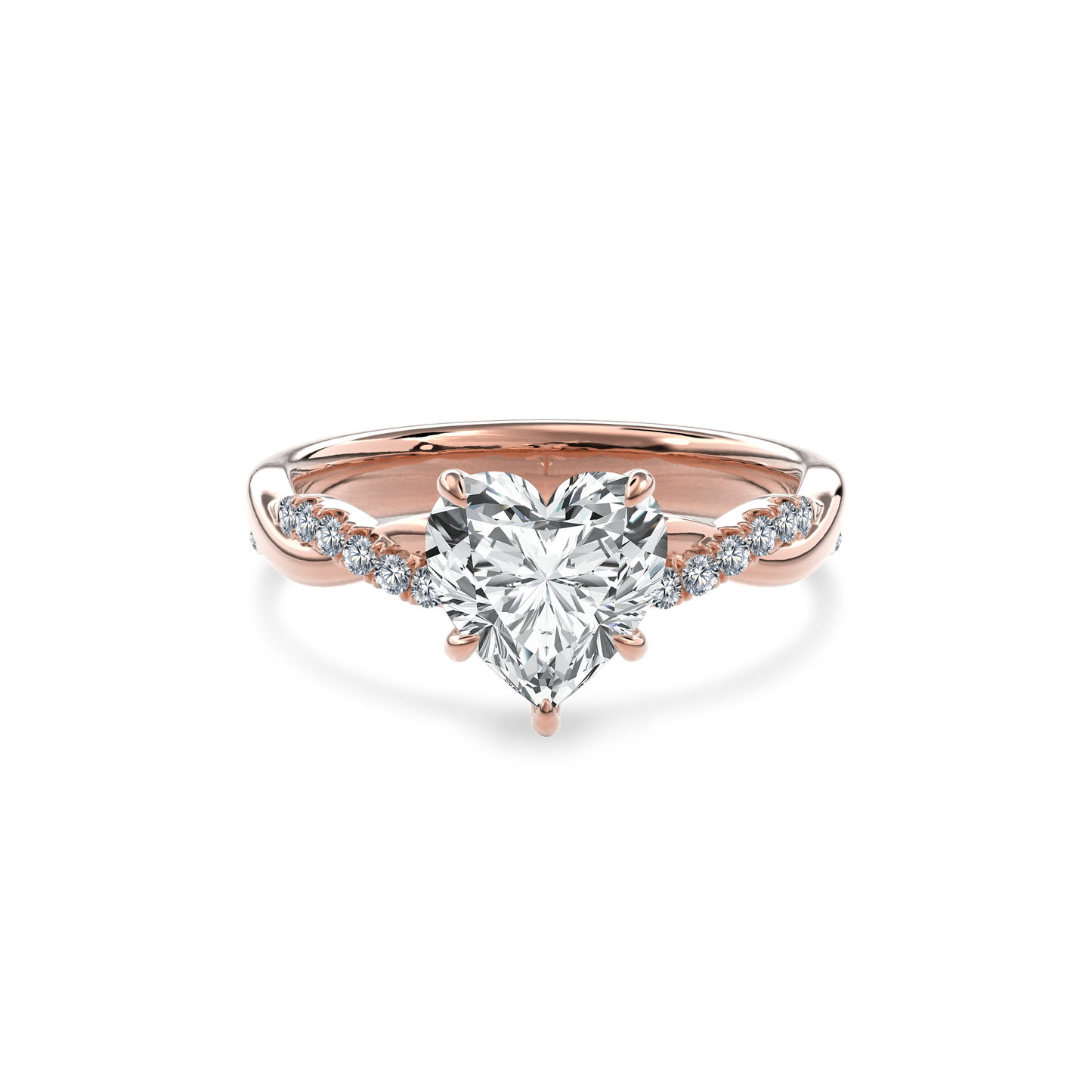Rhea Twisted Pave Engagement Ring Heart•Rose Gold