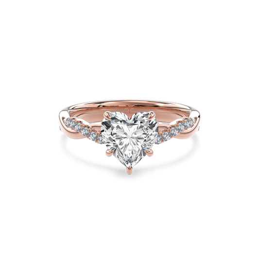 Rhea Twisted Pave Engagement Ring Heart•Rose Gold