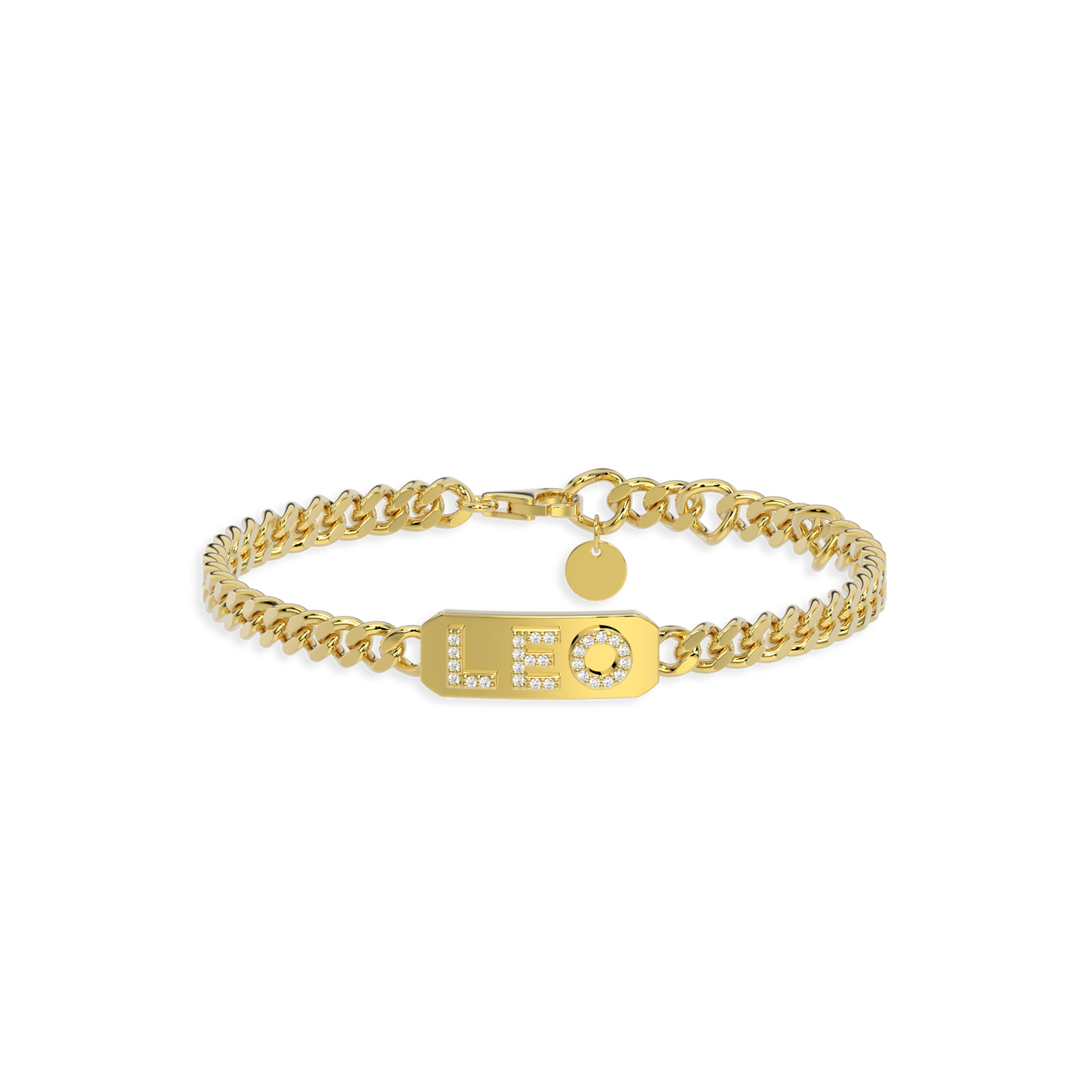 18k Gold Plated Silver Pavé Letter ID Bar Curb Chain Bracelet His & Hers ID  Bar AW24B001G
