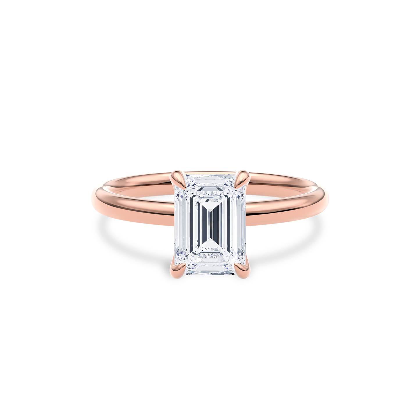 Dia Solitaire Engagement Ring Emerald•Rose Gold