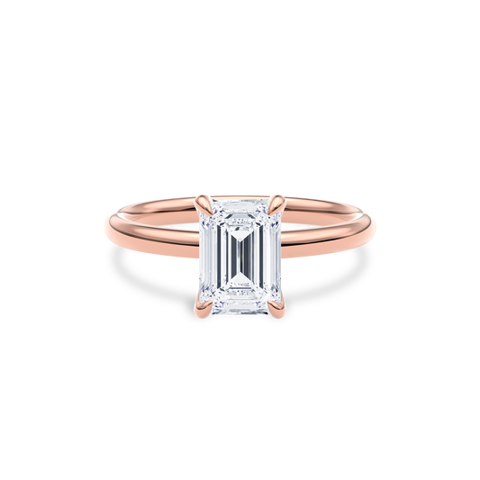 Dia Solitaire Engagement Ring Emerald•Rose Gold