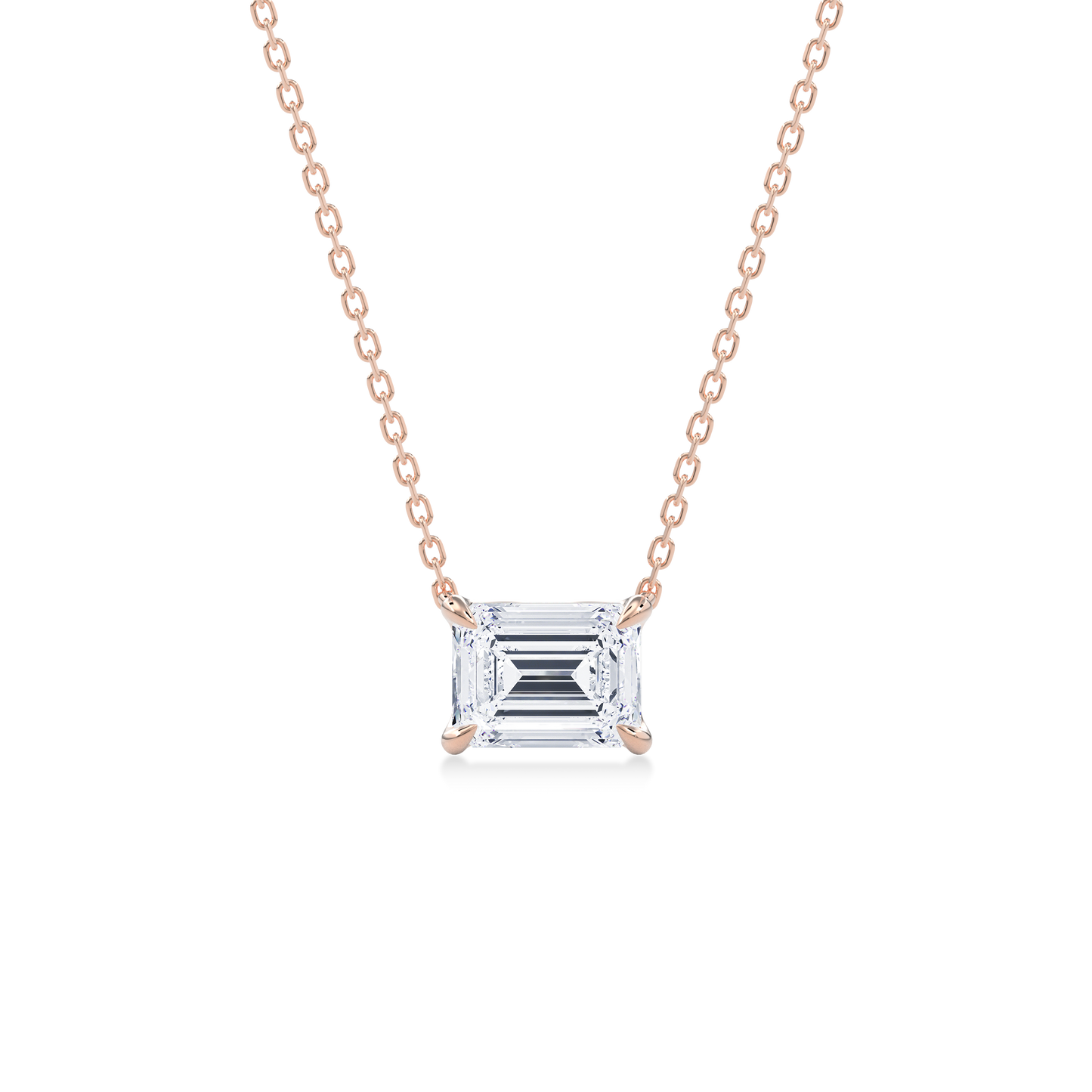 Dia Solitaire Necklace Emerald•Rose Gold
