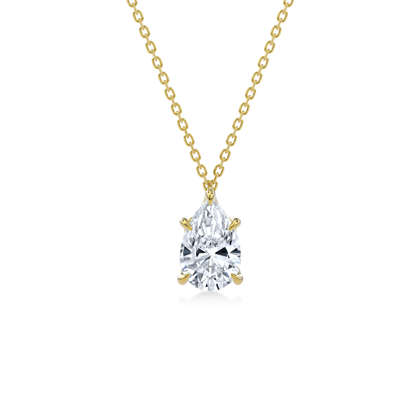 Dia Solitaire Necklace Pear•Yellow Gold