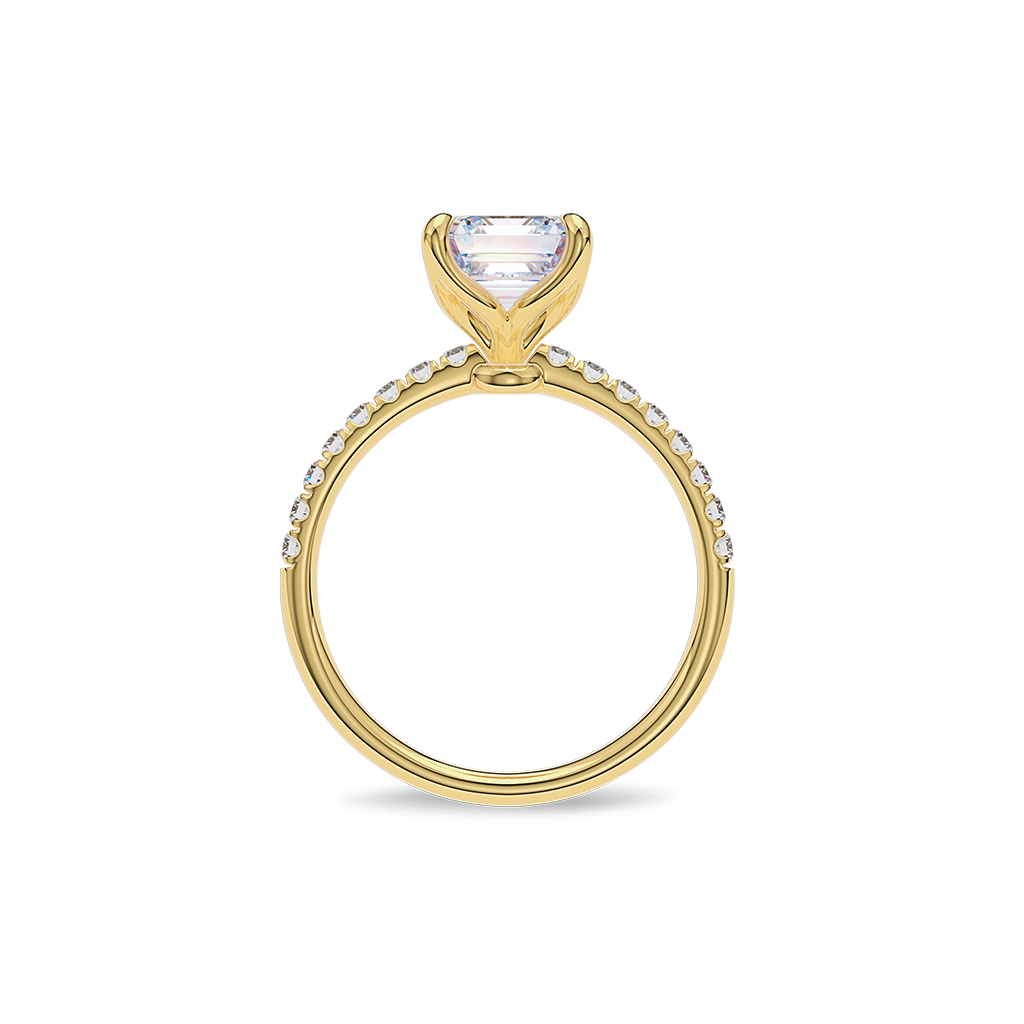 Dia Solitaire Pave Engagement Ring Radiant•Yellow Gold