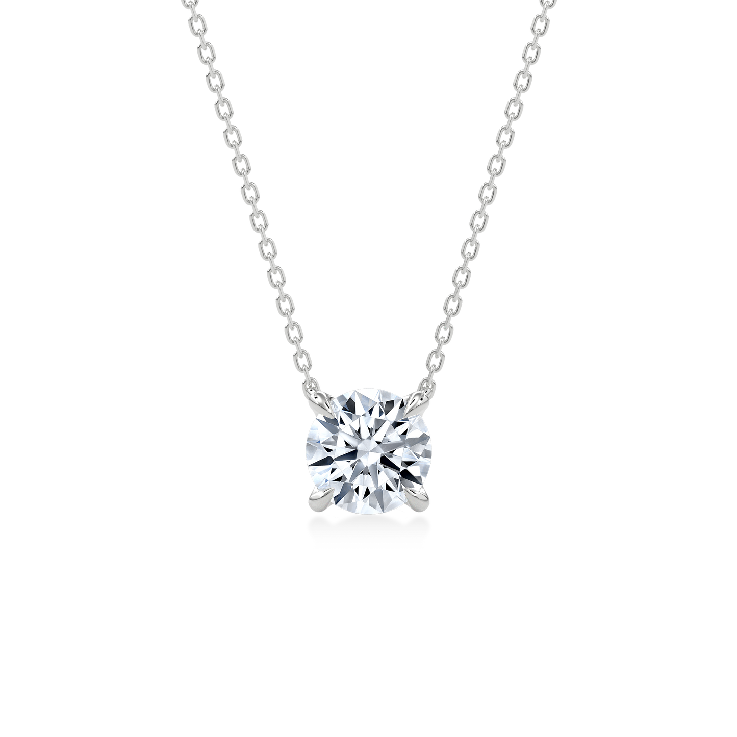 Dia Solitaire Necklace Round•White Gold