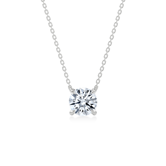 Dia Solitaire Necklace Round•White Gold