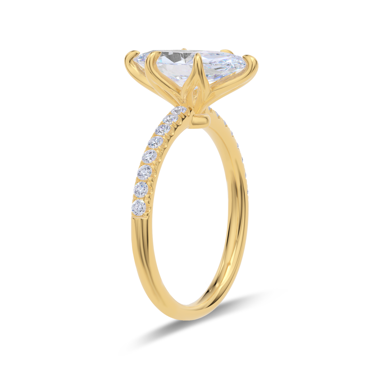 Dia Solitaire Pave Engagement Ring Marquise•Yellow Gold