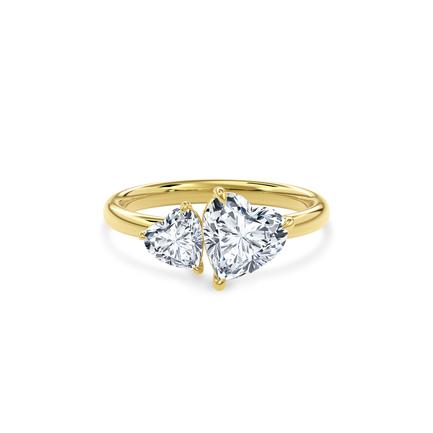 Callisto Two Stones Engagement Ring Heart•Yellow Gold