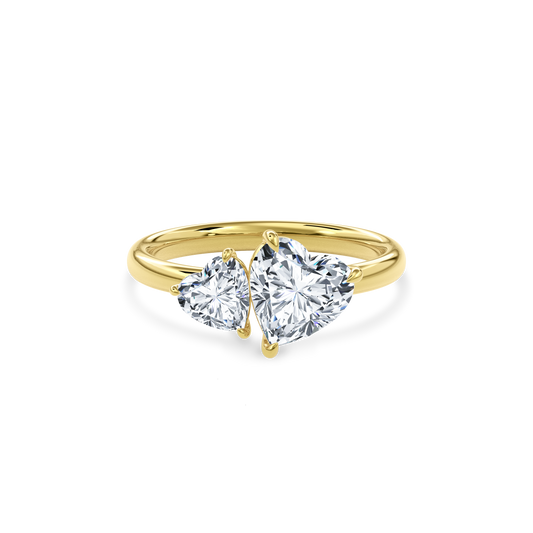 Callisto Two Stones Engagement Ring Heart•Yellow Gold