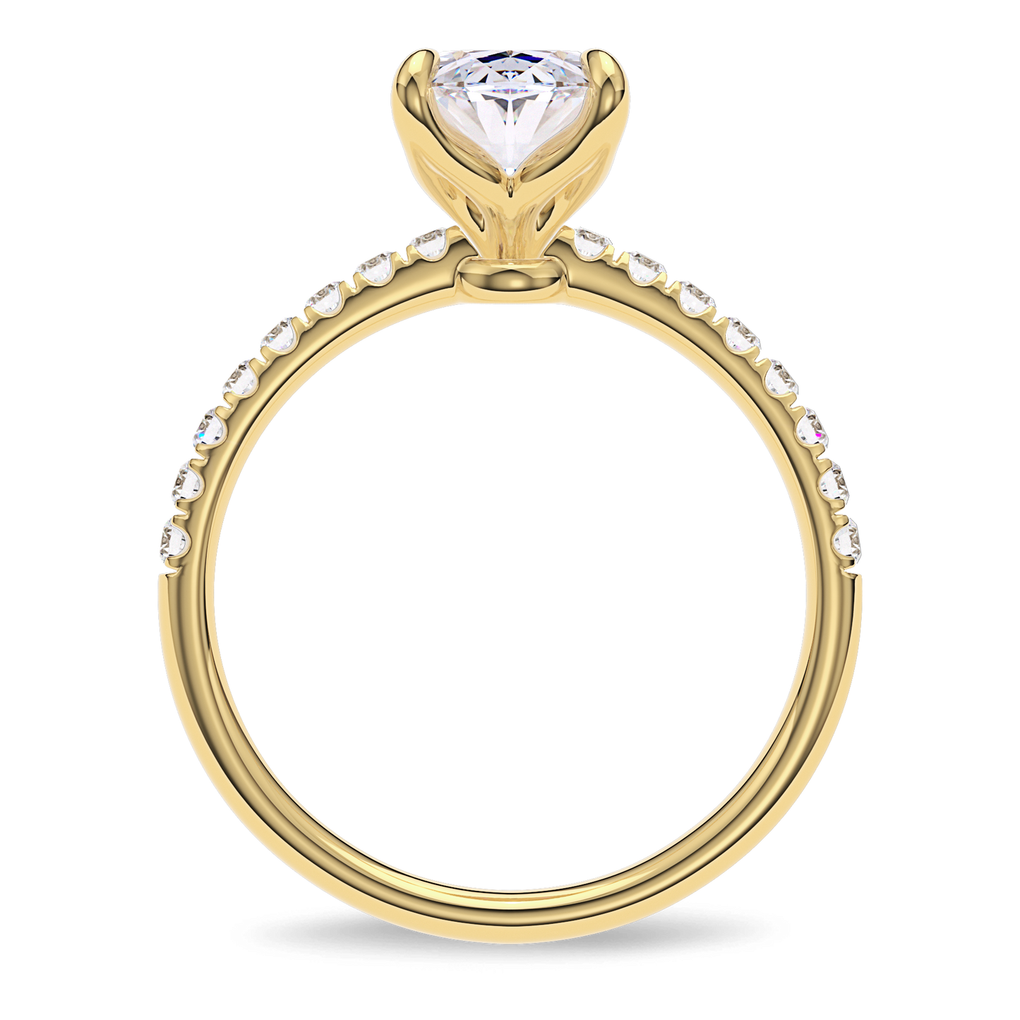Dia Solitaire Pave Engagement Ring Oval•Yellow Gold
