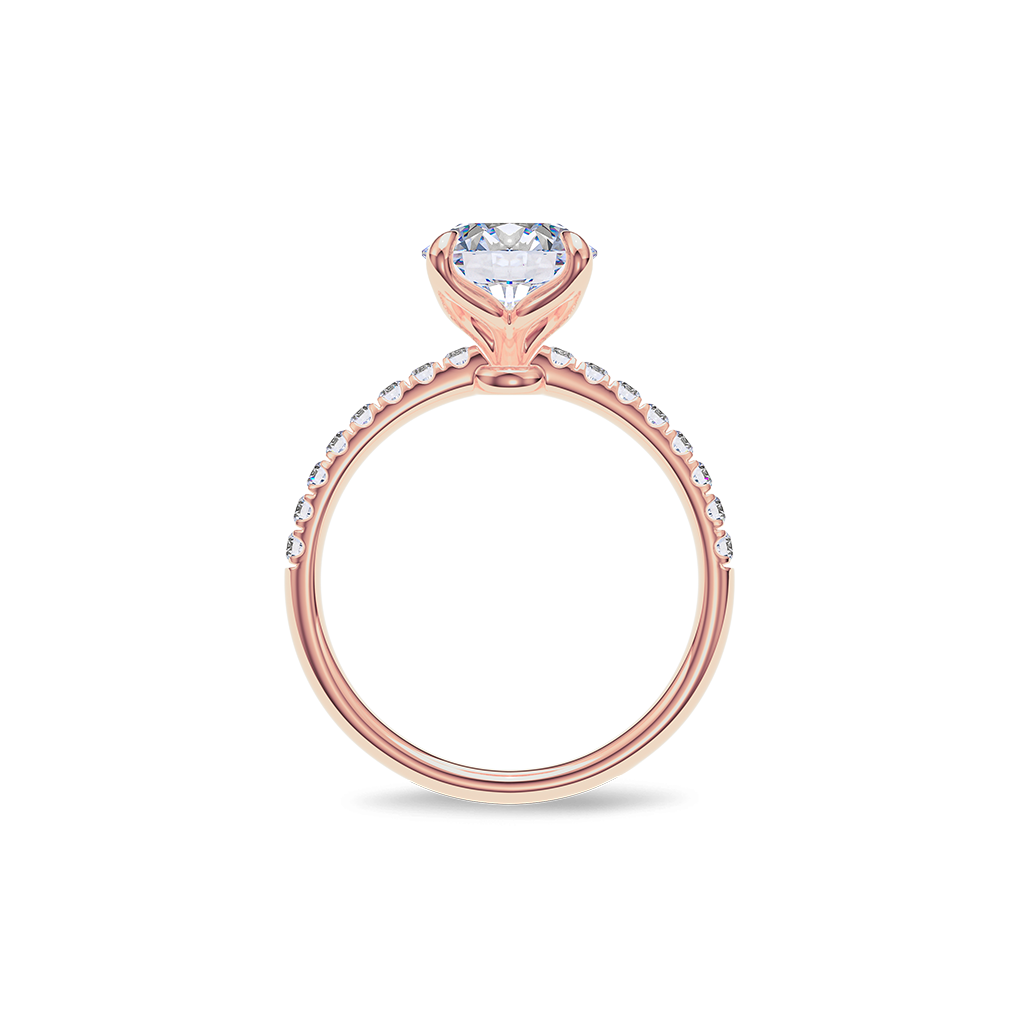 Dia Solitaire Pave Engagement Ring Round•Rose Gold
