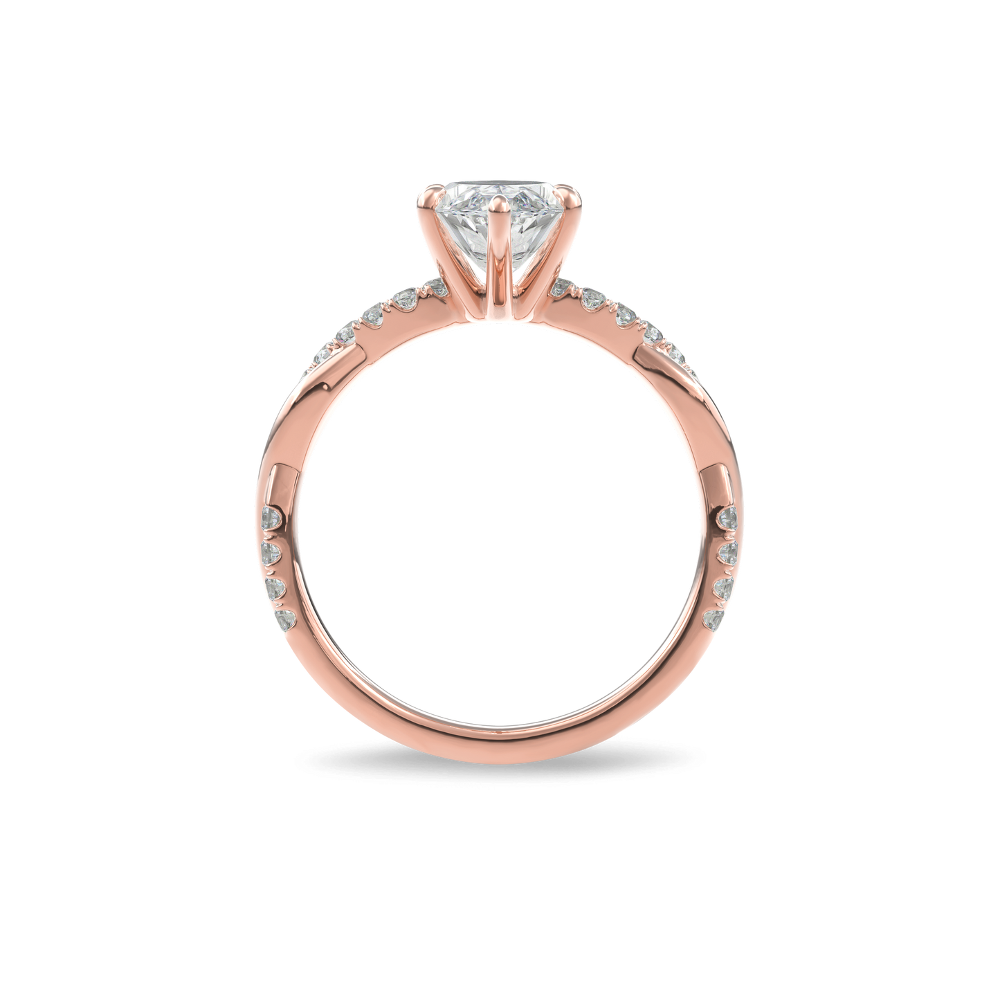 Rhea Twisted Pave Engagement Ring Marquise•Rose Gold