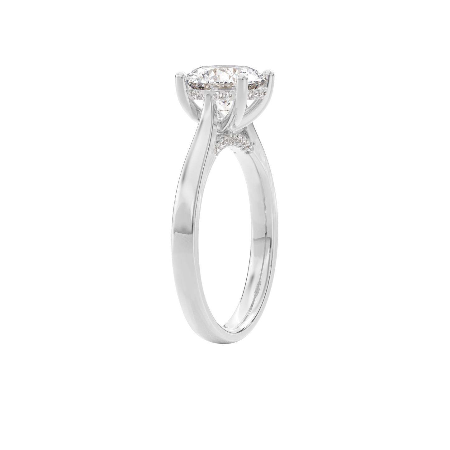 Elara Hidden Halo Salitaire Engagement Ring Round•White Gold