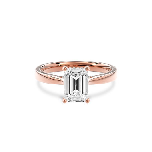 Elara Hidden Halo Salitaire Engagement Ring Emerald•Rose Gold