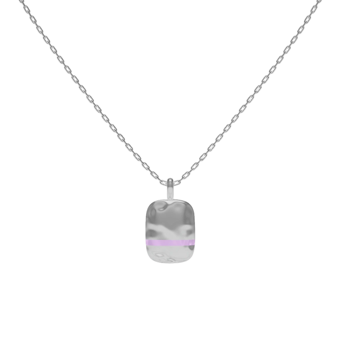Rhodium Plated Rectangle SoulPrint Enamel Necklace SN044