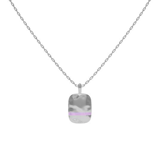Rhodium Plated Rectangle SoulPrint Enamel Necklace SN044
