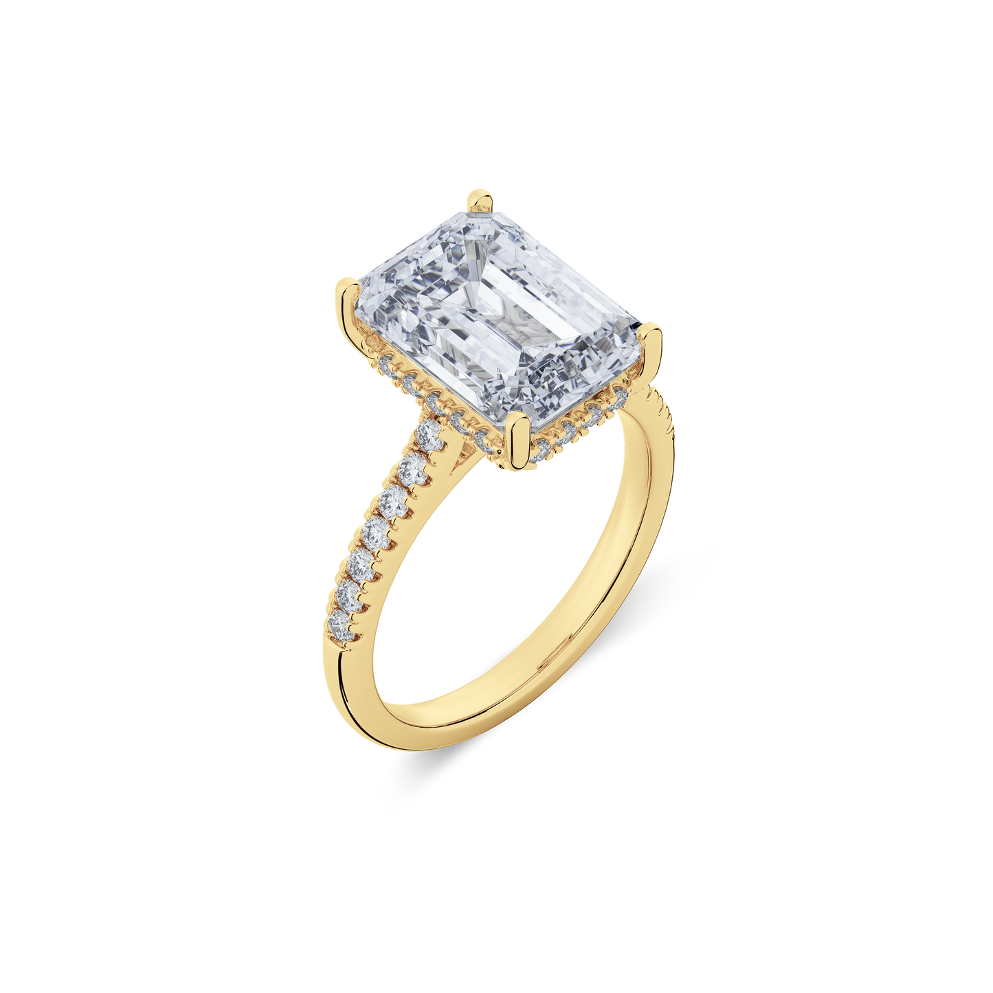 Hidden Halo II Emerald  Lab Grown Diamond Ring in 14K Gold