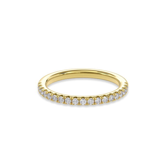 1.8mm Half Pavé Diamond Wedding Band in Yellow Gold