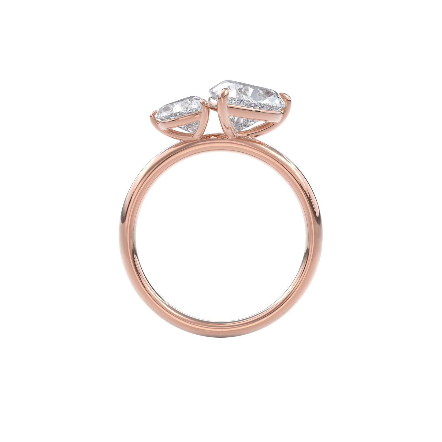 Callisto Two Stones Engagement Ring Heart•Rose Gold