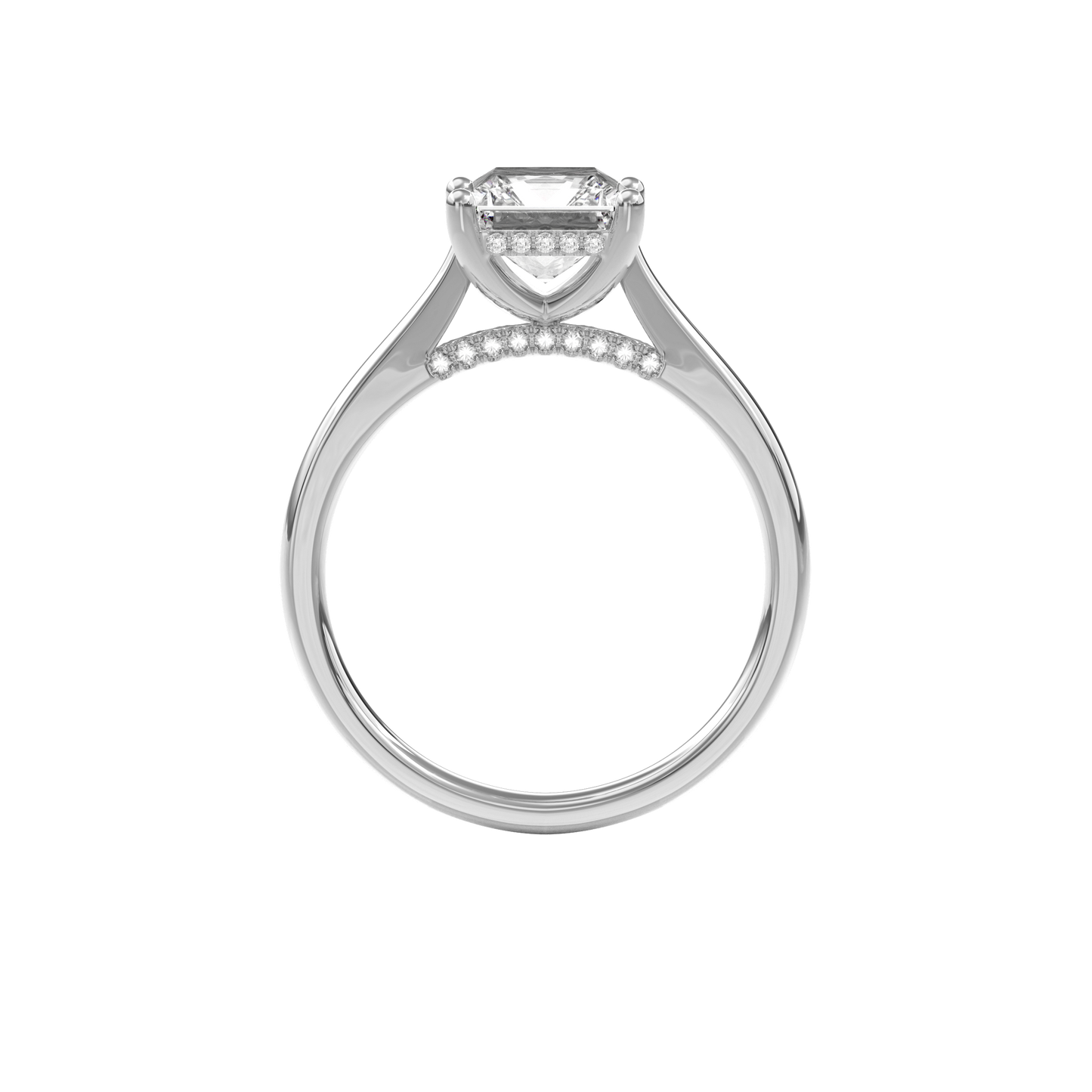 Elara Hidden Halo Salitaire Engagement Ring Radiant•White Gold