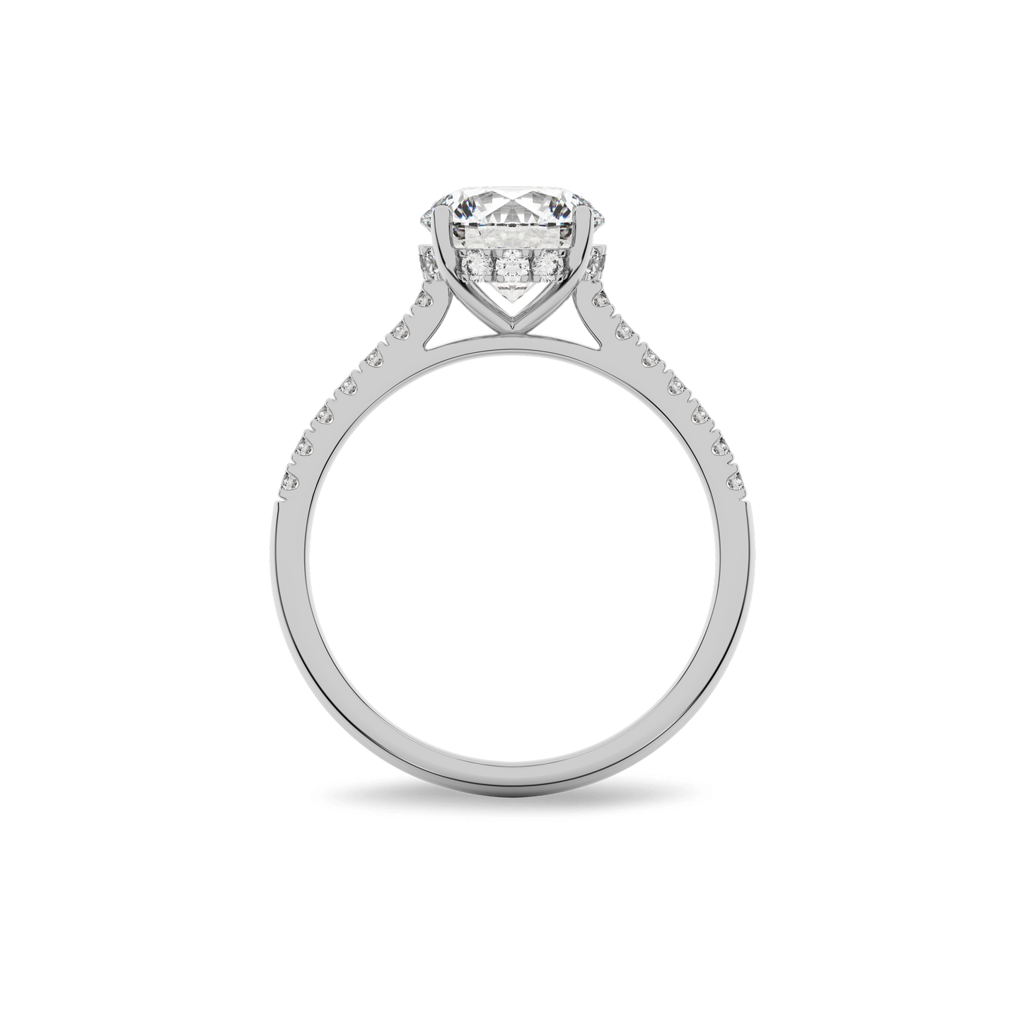 Hidden Halo II Round  Lab Grown Diamond Ring in 14K White Gold