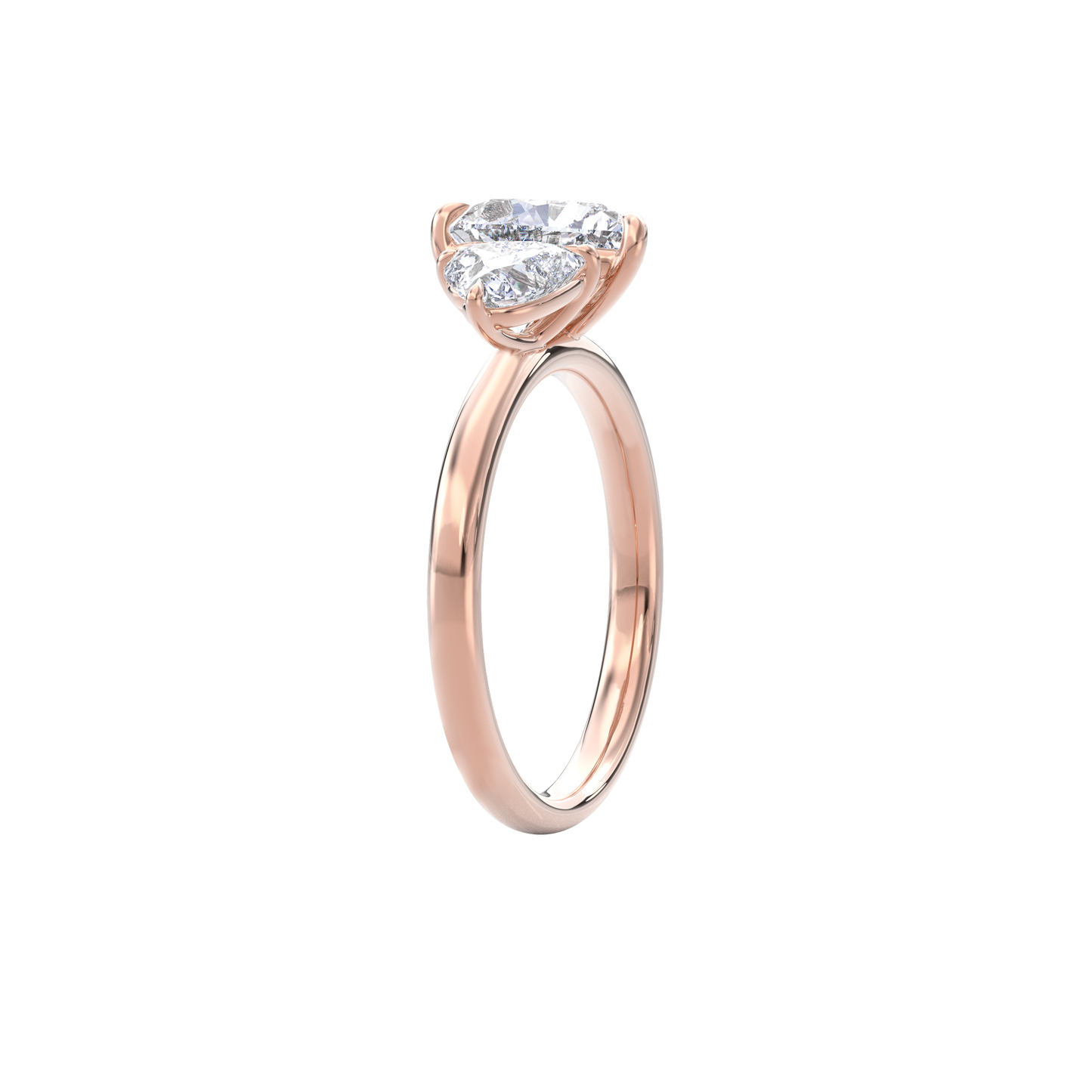 Callisto Two Stones Engagement Ring Heart•Rose Gold