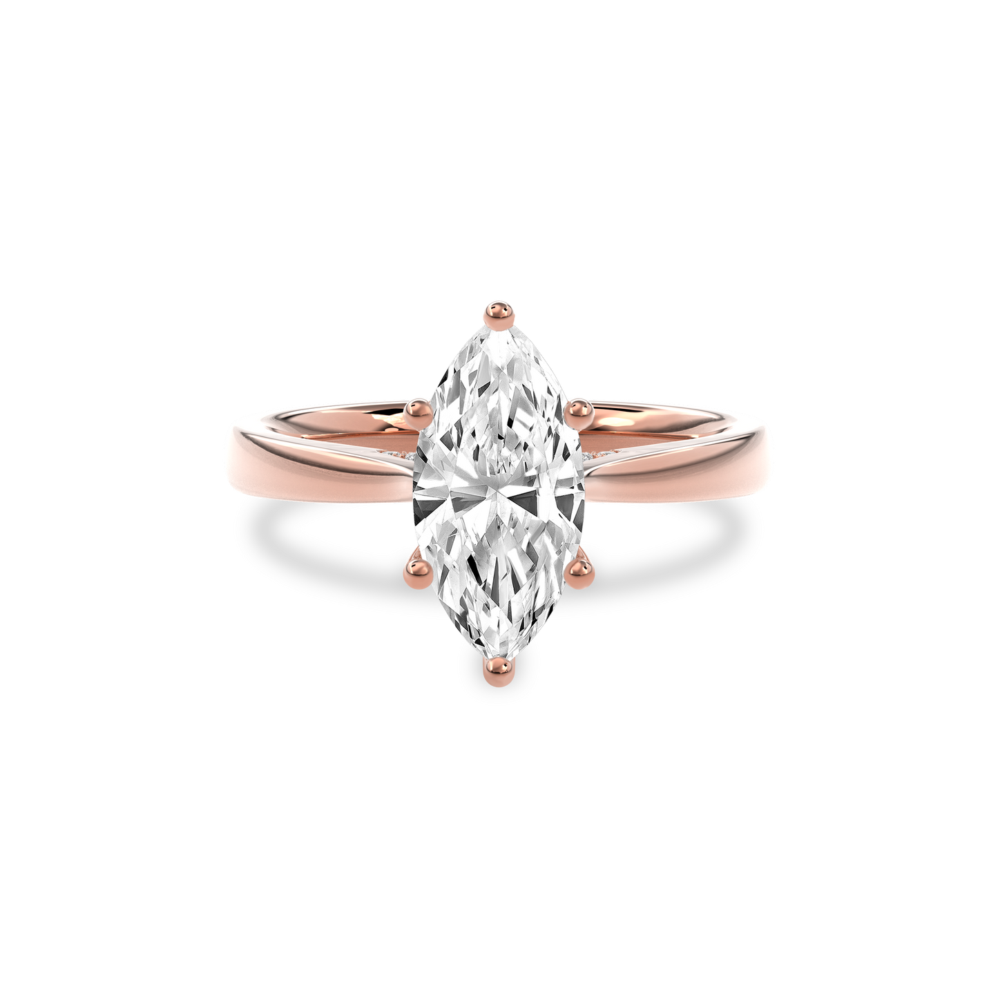 Elara Hidden Halo Salitaire Engagement Ring Marquise•Rose Gold