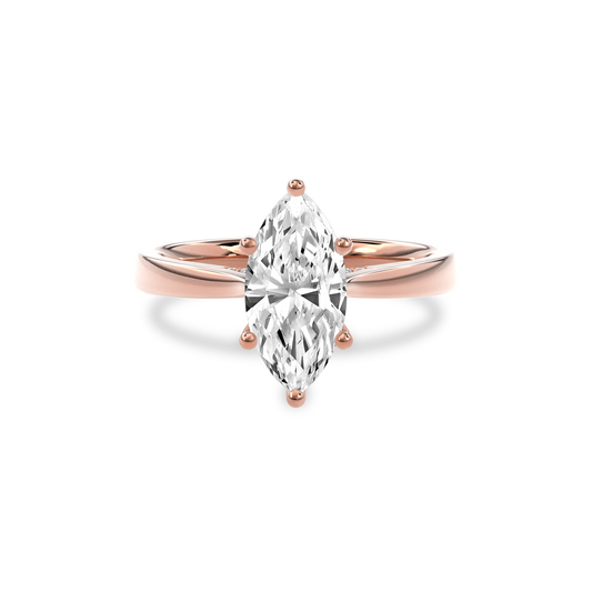 Elara Hidden Halo Salitaire Engagement Ring Marquise•Rose Gold