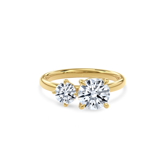 Callisto Two Stones Engagement Ring Round•Yellow Gold