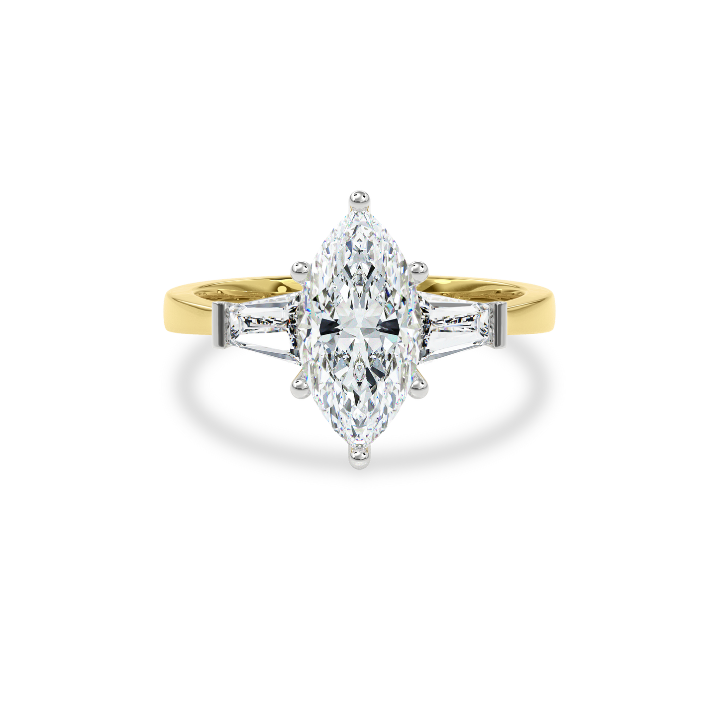 Daphnis Three Stones Engagement Ring Marquise•Yellow Gold