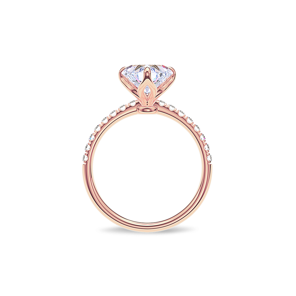 Dia Solitaire Pave Engagement Ring Heart•Rose Gold