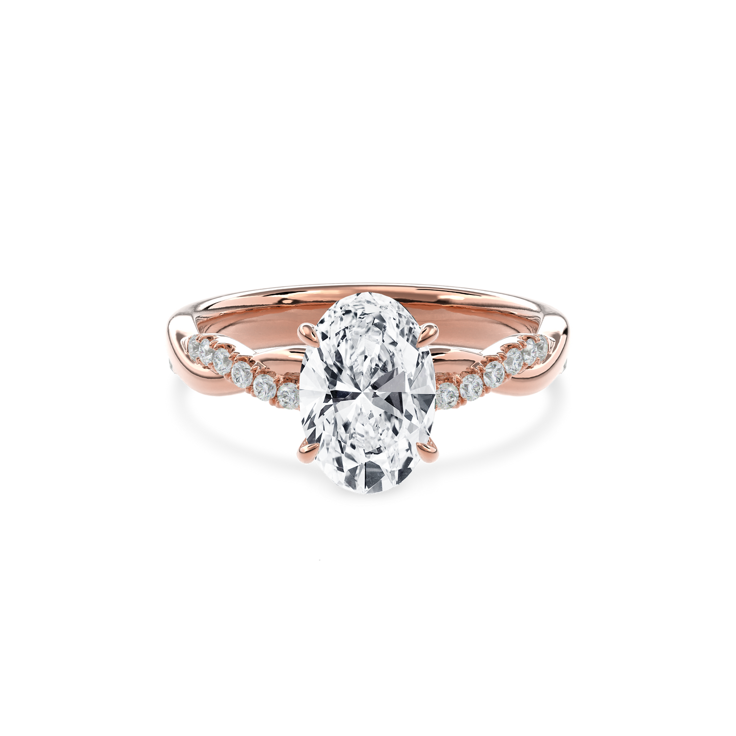 Rhea Twisted Pave Engagement Ring Oval•Rose Gold