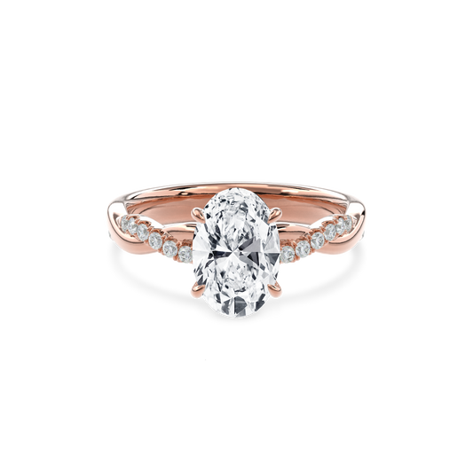 Rhea Twisted Pave Engagement Ring Oval•Rose Gold