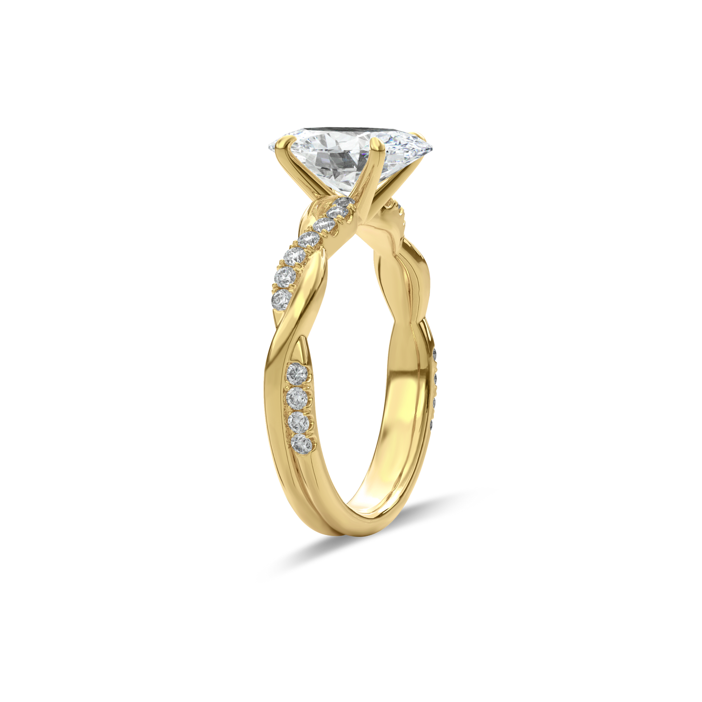 Rhea Twisted Pave Engagement Ring Oval•Yellow Gold
