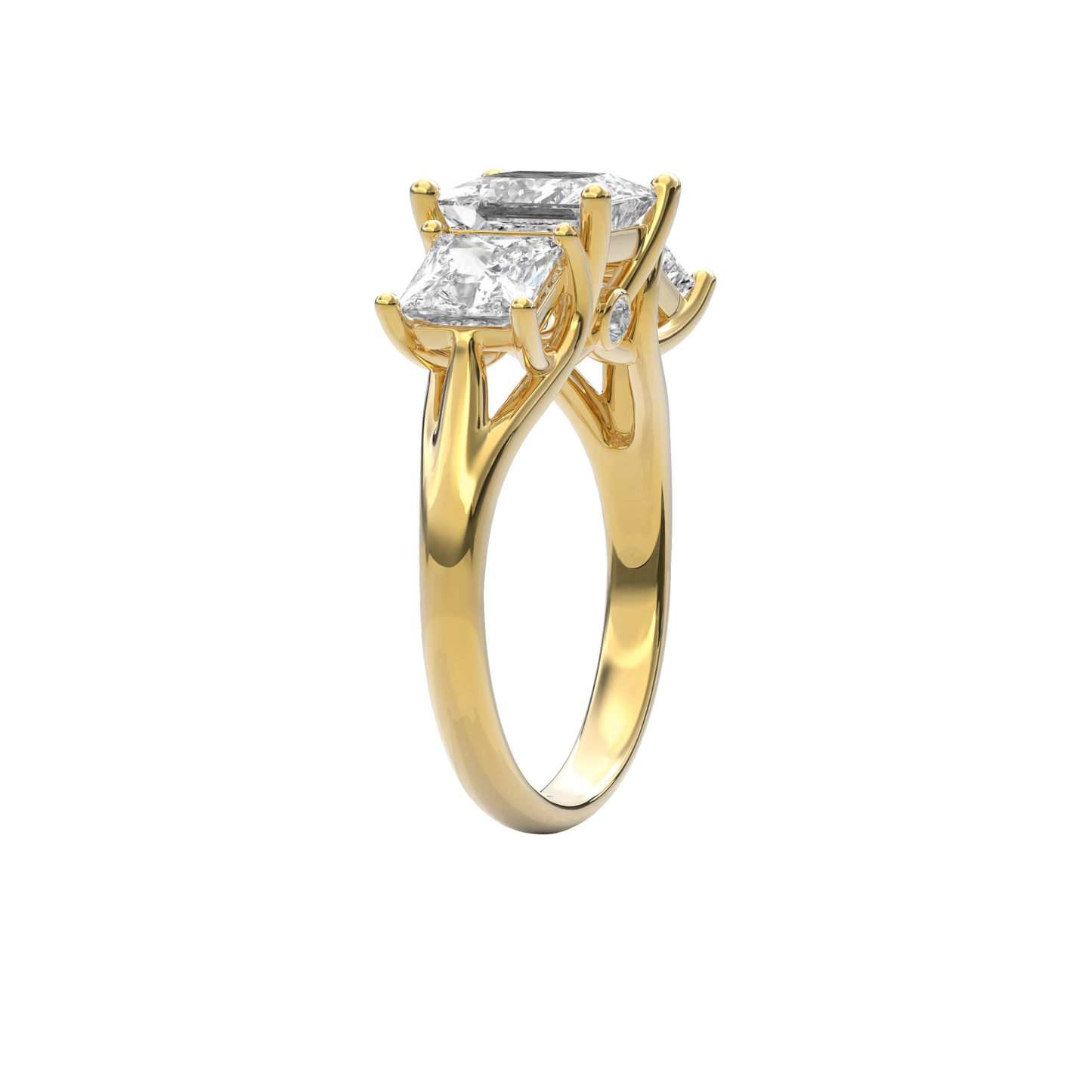 Daphnis Trinity Engagement Ring Princess•Yellow Gold