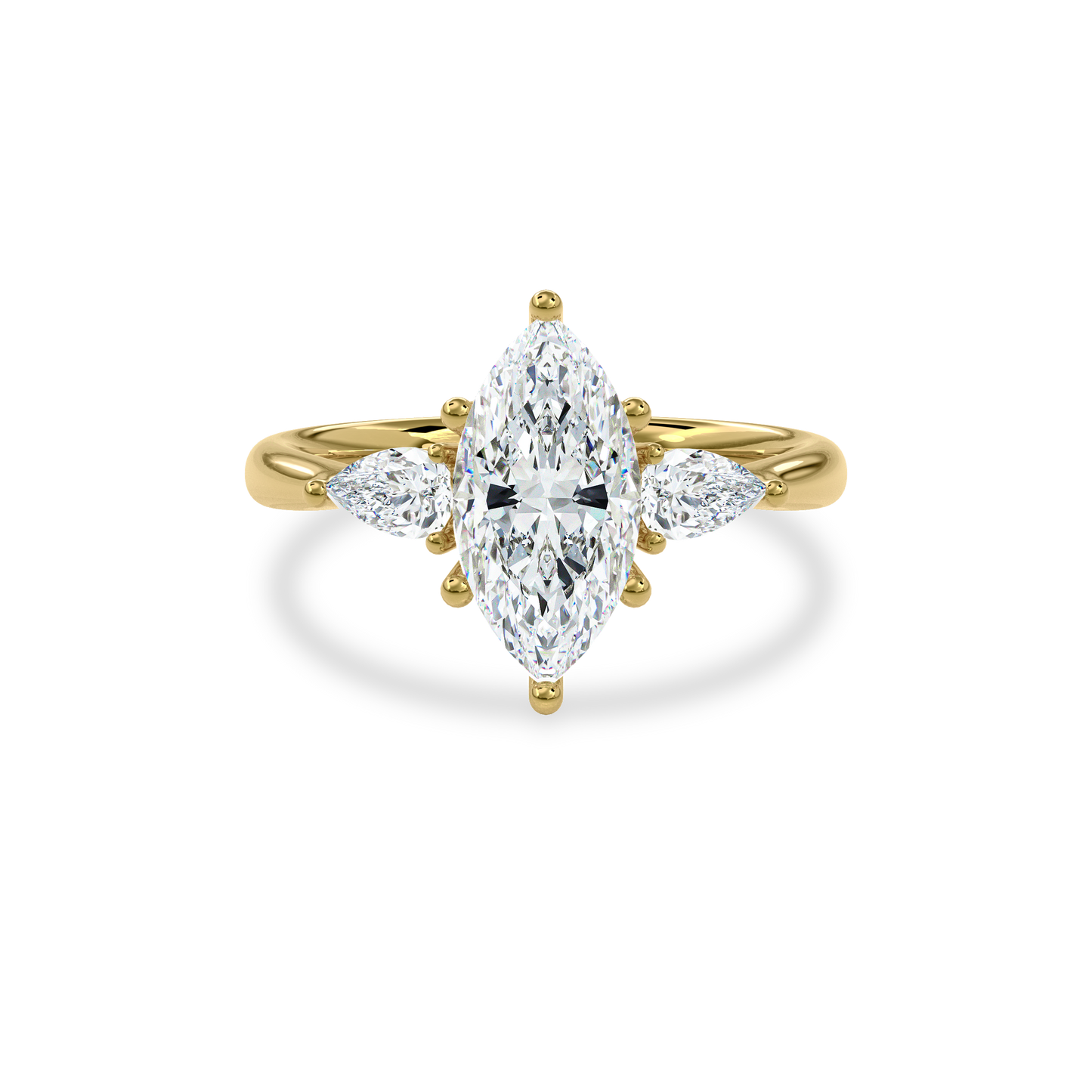 Daphnis Three Stones Engagement Ring Marquise•Yellow Gold